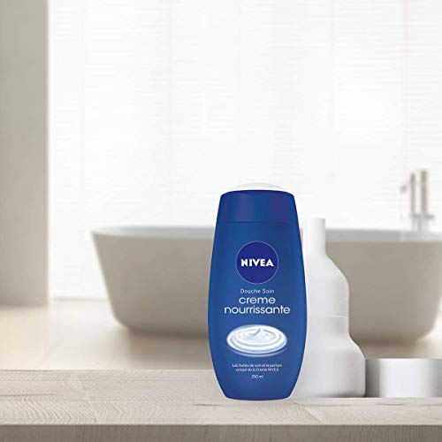NIVEA Douche Soin Crème nourrissante (1 x 250 ml), Crème douche nettoyant corps au parfum unique de la crème, Soin hydratant et nourrissant pour peaux très sèches (Lot de 2)