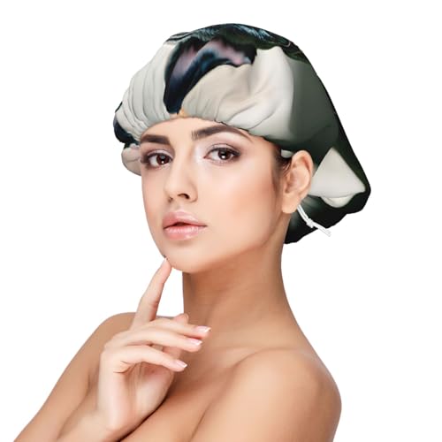 Gorro de satén reversible de doble capa para dormir, adorable gorra de bulldog francés para trenza, pelo rizado, gorro de satén, Negro -, talla única