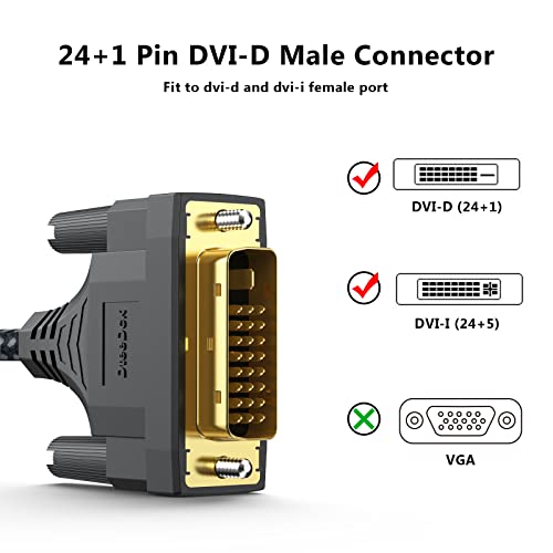 Dteedck Dvi To Hdmi Cable 6Ft, Hdmi To Dvi Cable Adapter Bidrectional Braided Dvi-D To Hdmi Cord For Monitor Raspberry Pi Roku Xbox One Ps5 Graphics Card Blue-Ray, Switch - Black #TOP2