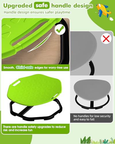 Image of Spinning Chair with Safety Handles for Autistic Kids, Sensory Swivel Chair, Sensory Toys for Kid with ADHD Autism, Sit and Spin Toys for Children Christmas Birthday Gifts for Toddlers Kids - Green