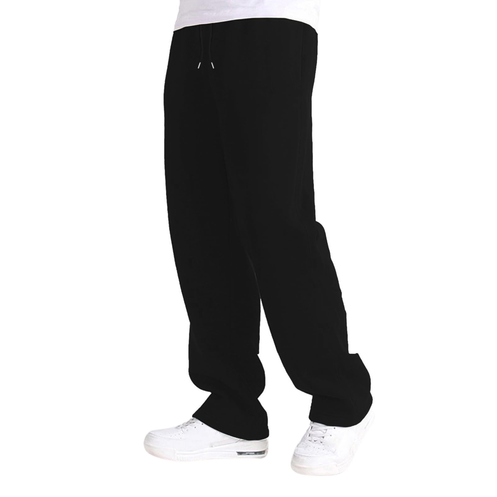 Pantalones de chándal holgados para niños y niñas, pierna recta, cintura elástica, con bolsillos