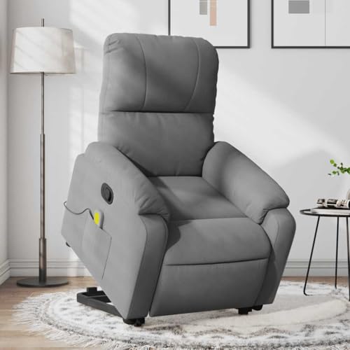 Mimdixy Sillón ergonómico sillón relax sillón tapizado,Sillón de masaje con ayuda para levantarse tela de microfibra gris oscuro,Para dormitorio y sala de estar,Rápido De Instalar