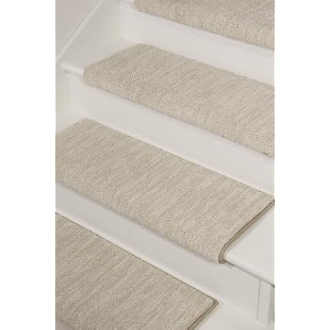 Oak Valley Designs™ Rounded Bullnose Carpet Stair Treads - Anti Slip Indoor Stair Treads for Wooden Steps, Style: Brindle, Cottonwood, 31" W X 9.75" D (Set of 14) Cover