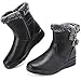 Womens Winter Snow Boots With Leather Comfortable Warm Fur Lining Zipper Ankle Booties Outdoor Platform Waterproof Walking Boots for Women Black Size 7.5