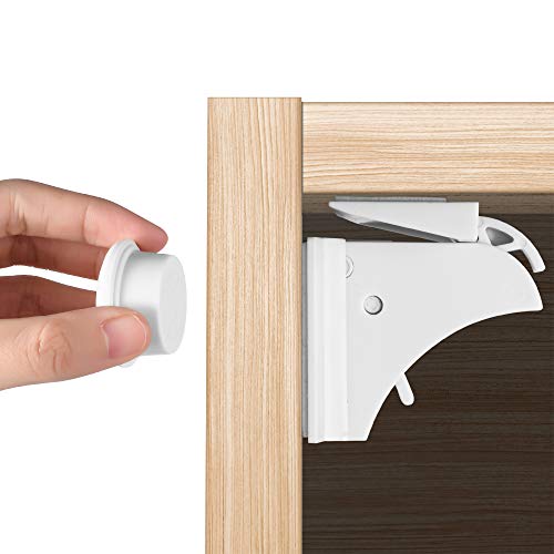 TAILINB Magnetic Cabinet Locks, Baby Proofing & Child Safety(12-Pack 2 Keys) for Cabinets and Drawers, Easy to Install 3M Adhesive Child Cabinet Locks, No Screws or Tools Needed