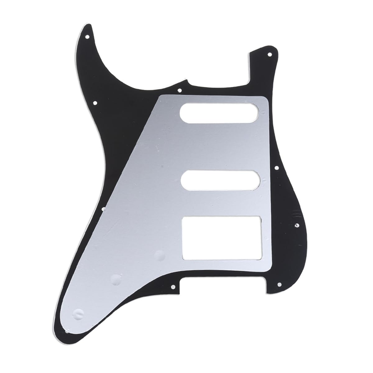 Musiclily Pro 11-Hole Modern Style Strat HSS Pickguard for American Stratocaster Guitar 4Ply Black Pearl - Image 3