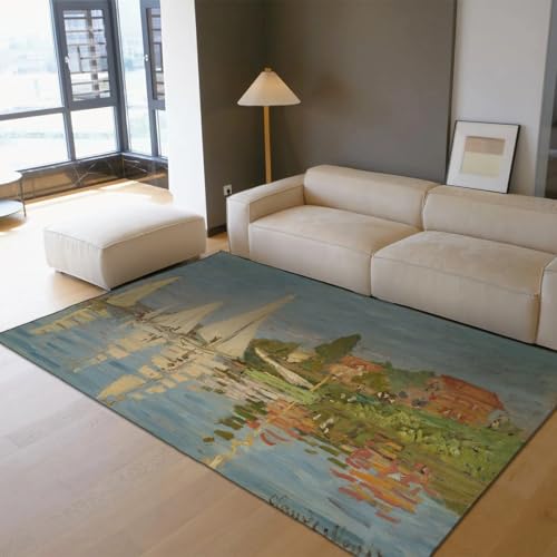 Grand tapis de sol antidérapant Monet impressionniste lavable - 3