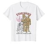 Star Wars Chewbacca R2-D2 C-3PO Join The Rebellion T-Shirt, Kinder, Weiß, 98