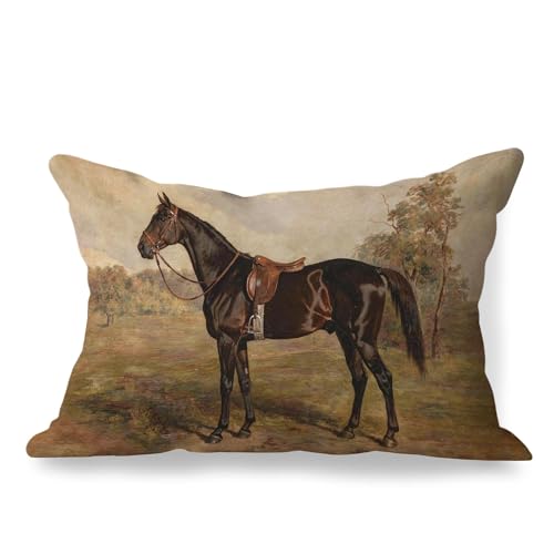 MVLJG Vintage Horse Pillow Covers 12x20, Gifts for Horse Lovers, Equestrian Gifts, Farmhouse Rustic Country Animal Decorative Throw Pillow Covers for Home Living Room