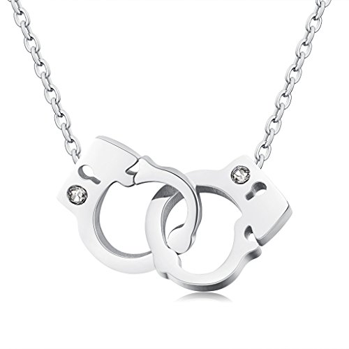 3aries stainless steel silvery love handcuffs pendant l…
