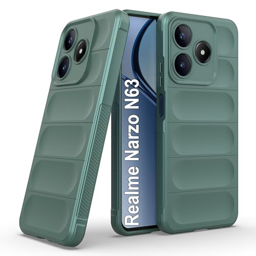 Image of Zapcase Back Case Cover for Realme Narzo N63 | Compatible for Realme Narzo N63 Back Cover | Liquid Silicon Magic Case with Camera Protection | Dark Green
