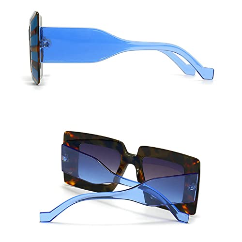Image of COTIA Vintage Oversized Square Flat Top Stripe Sunglasse for Women Large Frame Sun Glasses Men Wide Leg Shades
