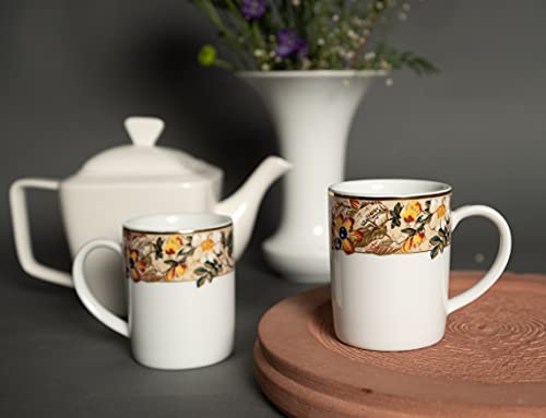 Image of Dankotuwa Luxury Porcelain 24k Gold Coffee Mugs | Tea Cups. Vegan | Scratch Resistant | Hard Chip Resistant. Dishwasher Safe. Set of 2 (250 ml)