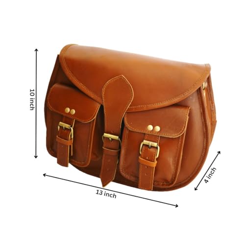 13 inch Leather Crossbody bags for women Vintage Style Genuine Hobo Handmade Brown Travel Ladies Shoulder Purse3
