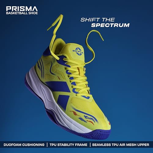 Image of Nivia Prisma Basketball Shoes for Men & Women with Seamless TPU & Mesh Upper, TPU Heel Stability Frame and Grippy Rubber Outsole for Indoor & Outdoor Court Play