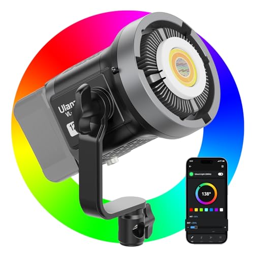 ULANZI Video Light, 120W RGB LED Video Light COB Fill Color Continuous Output Lighting with APP...