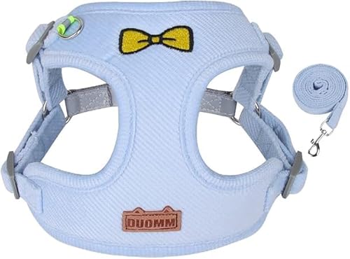 Wnicek 犬 ハーネス 猫 ハーネス りーど 首輪 ペット 犬用胴輪 引っ張り防止 サイズ調整可能 夜間反射材 可愛い 軽量 調整簡単 着脱簡単 気管に優しい 超小型犬 小型犬 子犬 猫 散歩 お出掛 訓練 歩行補助用(青(L胸囲44-52cm)