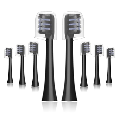 Whuppsi Floss-Like Brush Heads Fit Colgate Electric Toothbrush Black 8Pcs