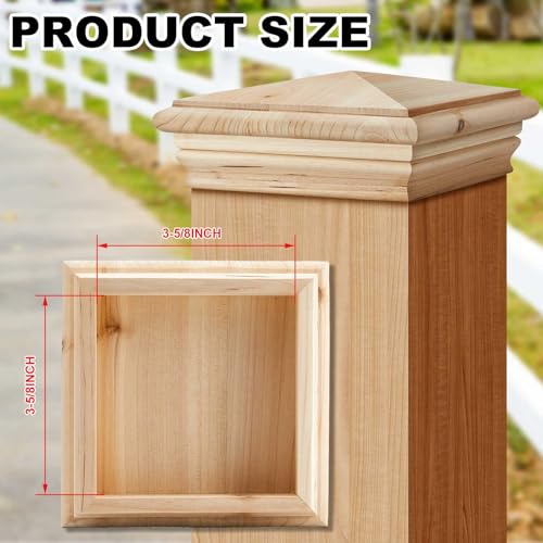 Image of Geetery 16 Pcs 4 x 4 Wood Newel Post Cap Fence Post Cap for Fence Topper Top Resistant Decking Caps for Outdoor Fences, Mailboxes and Decks (Cedar Wood)