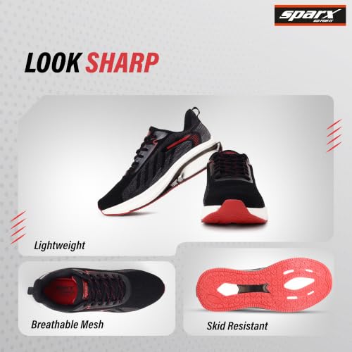 Image of SPARX Sports Running Shoes for Men - Lightweight Breathable Lace-Up Athletic Shoes with Cushioned Comfort, Shock Absorption, Durable Grip, Flexible Sole & Everyday Walking Performance