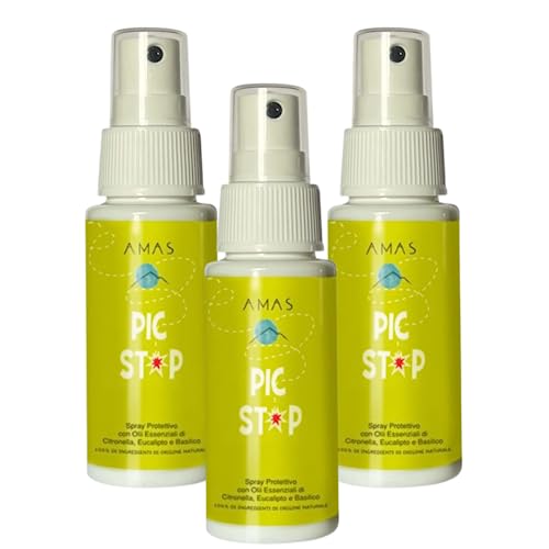 AMAS SPRAY PROTECTEUR ANTI - MOUSTIQUES - 100% NATUREL -Aux huiles essentielles de citronnelle, d'eucalyptus et de basilic - Idéal pour les enfants - fait à la main en Italie (3x 50 ml)