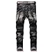 DISLANBO Men's Biker Moto Style Distressed Slim Fit Straight Leg Stretch Denim Jeans Black