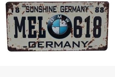 BMW MEL-618 Germany Vintage Auto License Plate, Embossed Tag Size 6" X 12"