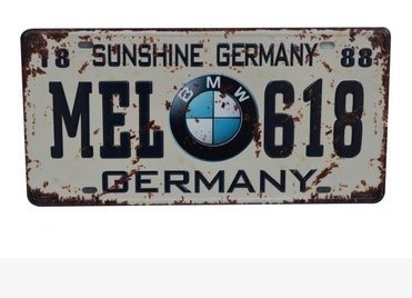 BMW MEL-618 Germany Vintage Auto License Plate, Embossed Tag Size 6