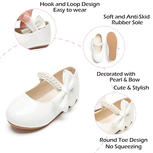 Image of PHIRAMIN Toddler Flower Girl Glitter Dress Shoes Little Girl Ballet Flats Bow Wedding Party