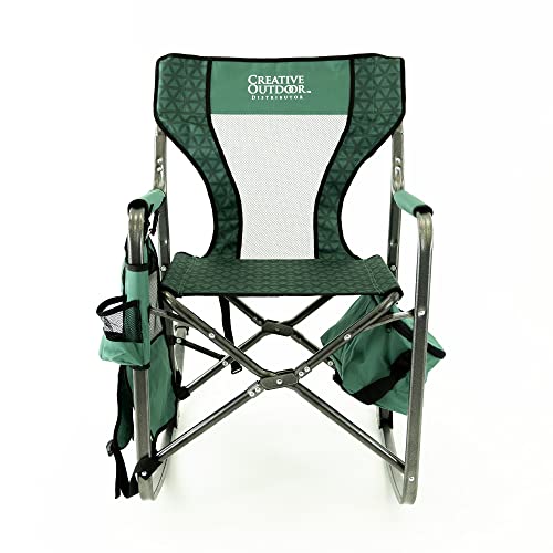Creative Outdoor Collapsible Folding Rocking Director Chair | Folding Chair For Camping Picnic Beach Patio (Green) #TOP2