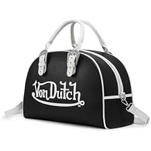 Von Dutch Duffle Bag Stylish Duffle Bags with Adjustable Strap, Spacious Interior, and Iconic Logo Design Black and White