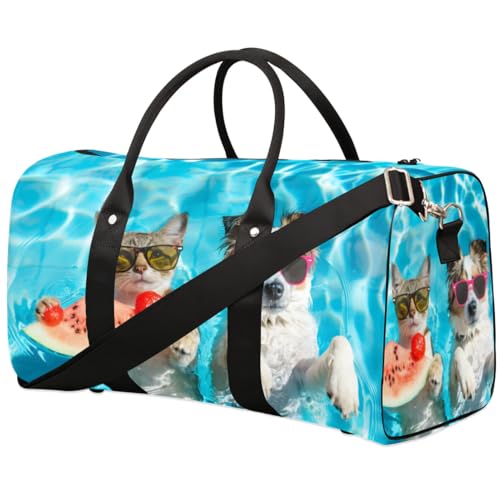 Travel Duffel Bag, Cute Animal Dog Cat Tropical Sports Tote Gym Bag Foldable Western Aztec Weekender Bag Carry on Luggage Handle Bag Overnight Shoulder Bag for Women Men,A-1330