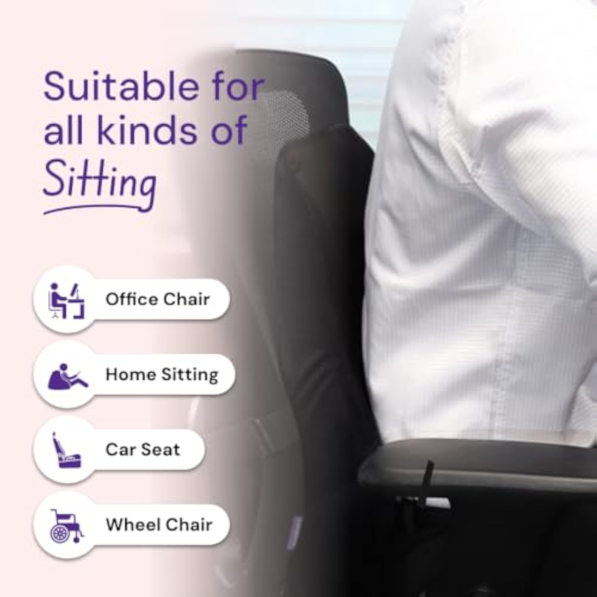 Memory Foam Back Support Pillow for Chair & Car