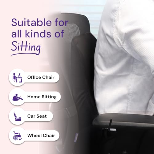 Image of Careforce Back Support for Chair Car Seat Back Support Office Lumbar Pain Relief Rest Pillow- Black