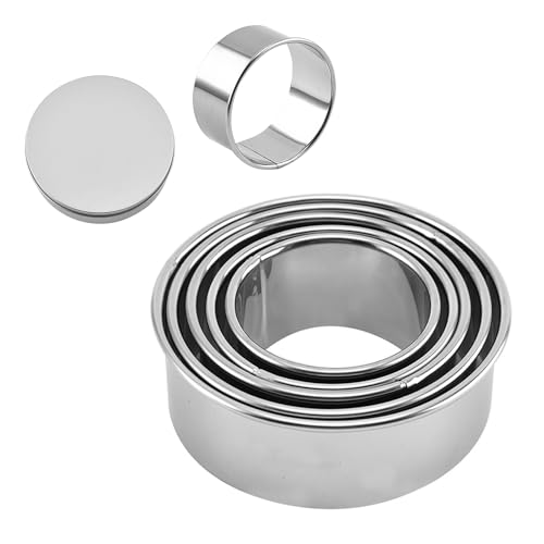 Luckious Biscuit Moulds, Pastry Moulds for Baking, 5 Sizes of Round Biscuit Moulds, Round Biscuit Moulds for Donuts, pies and scones, 2210-104A