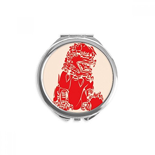 Miroir de poche lion rouge pour retouches maquillage rapides au bureau ou en soirée