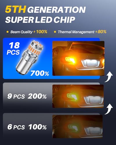 Image of AUTOONE 1157 LED Turn Signal Bulbs Amber 700% Brighter 2057 2357 7528 BAY15D Super Bright Blinker DRL Marker Parking Lights Front Rear Signal Bulb Pack of 2