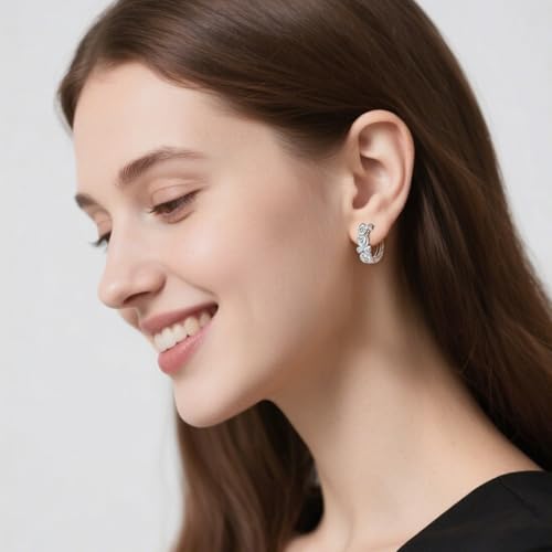 Mouse Earrings for Teens Women - Sterling Silver Cute Animal Heart Mouse Hoop Earrings Hypoallergenic Sparkle Cubic Zirconia Lightweight Lovely Huggie Loop Earring Adorable Gifts for Daughter Niece3