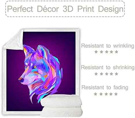 Aetok ブランケット 毛布 オオカミ毛皮のような毛布動物の頭投げ毛布水彩ゼブラタイガーパンダフリース毛布紫のベッドカバー ブランケット 毛布 サイズ 150cmx0cm Buschenschank It