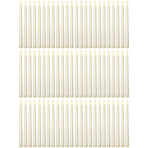 Treela 72 Pcs Flameless LED Taper Candles Battery Operated Candles Bulk 11 Inch Flickering Fake Candles with Warm Light for Christmas Church Valentine's Day Wedding Party, Battery Not Included Cover