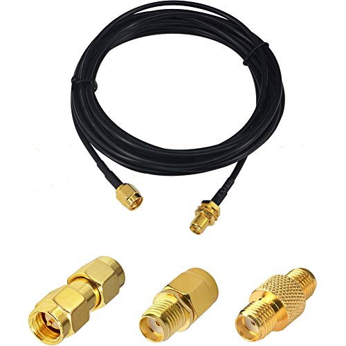 Kaunosta Cable de extensión SMA Cable coaxial macho a hembra de 10 pies SMA RG174 y 3pcs SMA macho hembra Kits de conectores para antena 3G 4G LTE Equipo GPS SDR Antena de radioaficionado Cover