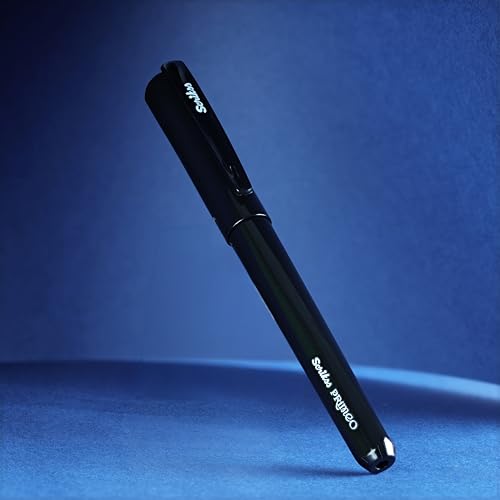 Image of Scrikss Primeo Black Medium Nib Fountain Pen | 3 Cartridges Included | Stainless Steel Nib & ABS Body | in Blister Pack