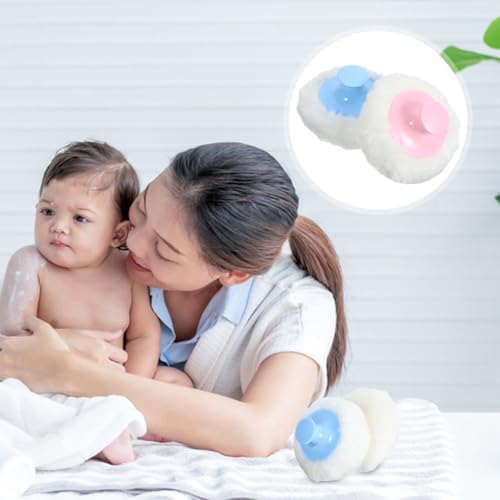 5. Bild von HEALIFTY 4 STÜCKE Baby Talkum Puderquaste Weichen Körper Puderquaste mit Kurzen Griff (Blau und Rosa für Jeweils 2 stücke)