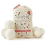 Casafield Wool Dryer Balls Set of 6, Extra Large Organic Handmade 100% New Zealand Wool, Natural Laundry Fabric Softener