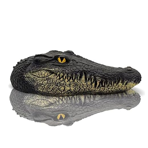 ZUPIIY 12.59 Inches Alligator Head Decor, Yard Outdoor Garden Pond Decoration, Alligator Head Decoy, Deterrent for Goose, Creative Resin Animal Floating Scary Statue