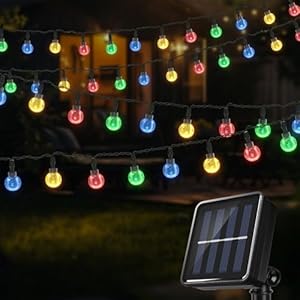 1pc 100/60/40/20LED Solar String Lights Outdoor Waterproof, Crystal Globe Lights with 8 Modes, Solar Powered Patio Lights for Garden Yard Porch Wedding Party Decor