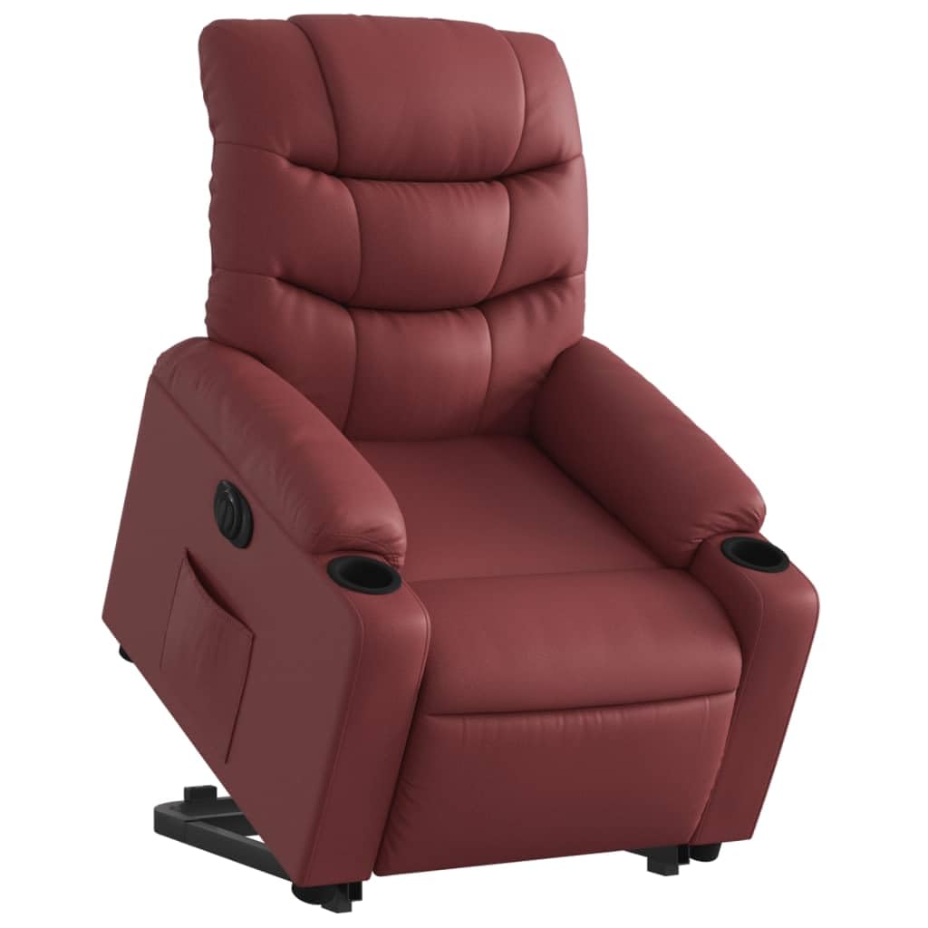 vidaXL Relaxsessel mit Aufstehhilfe Elektrisch Weinrot Kunstleder