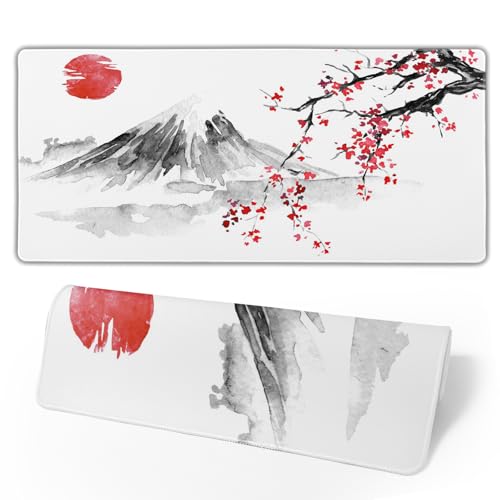 Image of Cherry Blossom Sakura Gaming Mouse Pad 31.5x11.8inch with Stitched Edges Extended Waterproof Desk Pads Non-Slip Rubber Base Large Keyboard Mat Computer Gaming Mousepad for Work /Office /Home (Eight)