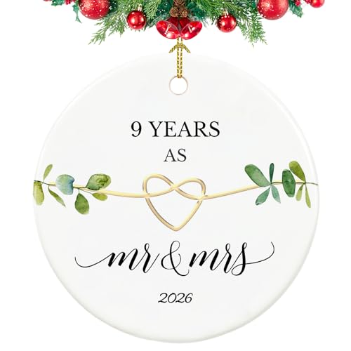 Product Image of the 9th Anniversary Ornament, Gifts for 9th Wedding Anniversary, 9 Year Wedding Couple Gifts for Her,Couple,Him, 2.9' 9 Year as Mr and Mrs Ornament 2026