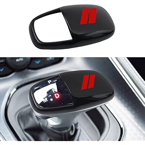 SENSHINE Gear Shift Knob Head Cover for Dodge Charger Challenger Accessories 2015-2023 2024 Durango 2016-2024 ABS Interior Shell Insert Decoration Protector Gear Shifter Cover (Red Trim) Cover